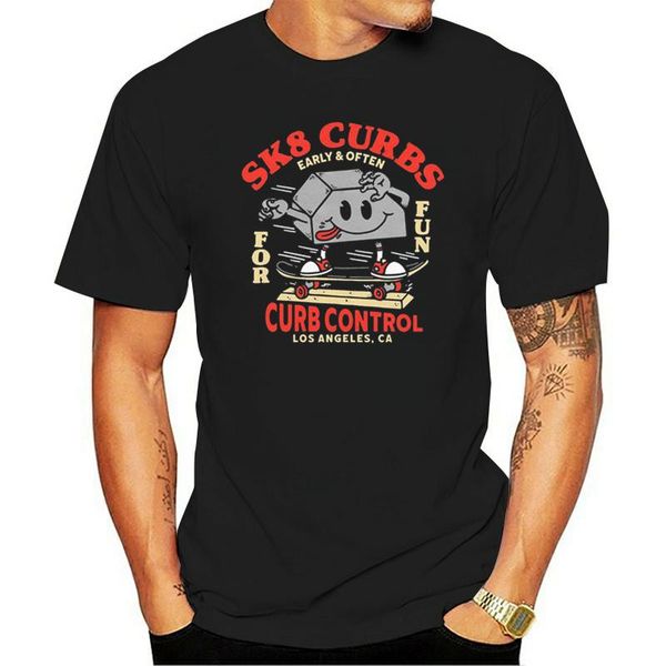 

men's t-shirts 2021 summer fashion printed cotton t shirt sk8 curbs quality loose casual round neck short sleeves for men and women, White;black