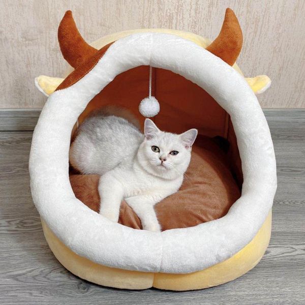 

kennels & pens semi-closed cat beds house soft long plush pet dog bed basket products cushion animals sleeping sofa