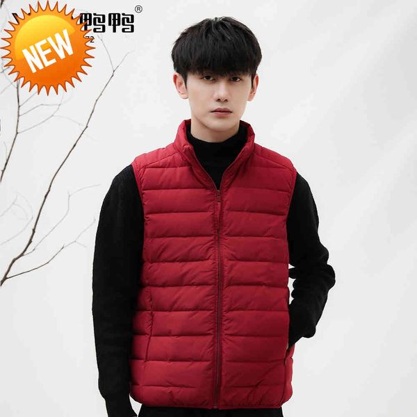 

yaya winter new men white duck down vest ultralight sleeveless jacket fashion stand collar large size loose, Black