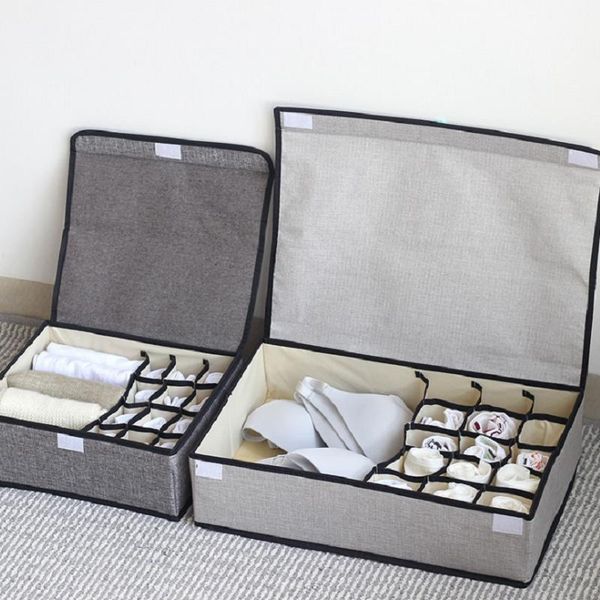 

storage drawers 13/16grid foldable drawer organizers box cotton linen underwear holder with lid wardrobe closet container