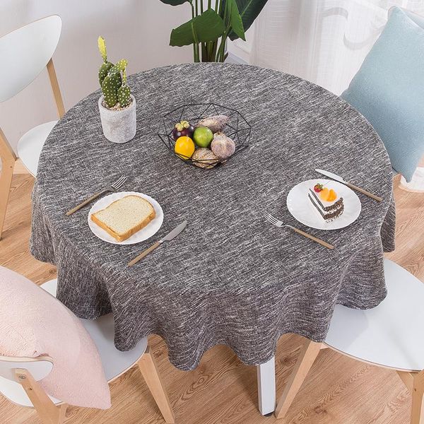 

table cloth dining round cotton and linen solid color tablecloth oil-proof anti-scalding easy to clean wedding cover