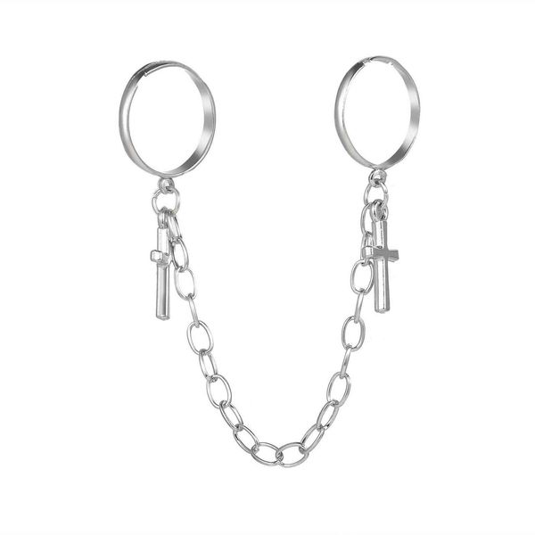 

bar cross combination ring punk hip hop ring two-finger conjoined chain open ring fashion trend party popular creative jewelry g1125, Slivery;golden
