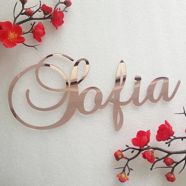 

party decoration custom mirror rose gold baby name sign nursery wall personalized wood rustic wedding baptism