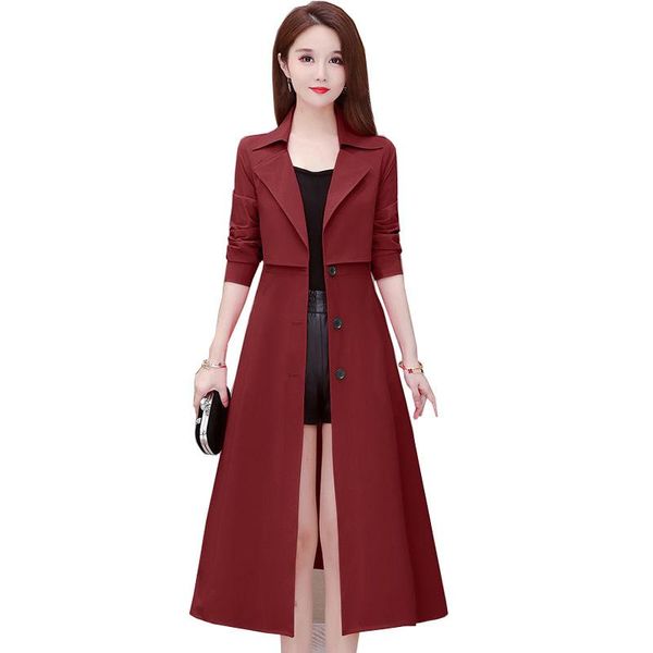 

women lining trench coat female spring autumn windbreaker lady casual fashion femme high-end b676 women's coats, Tan;black