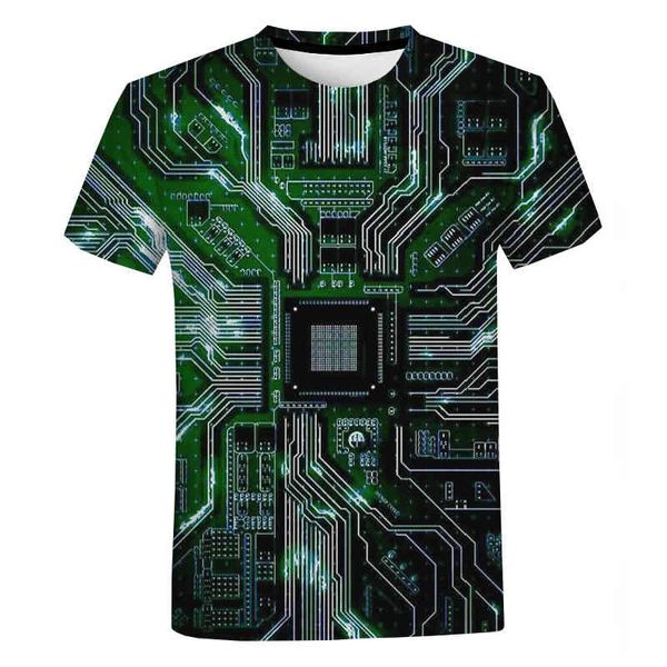 

men's and women's 3d electronic chip t-shirts, fashion casual short sve shirts, computer cpu printing, large harajuku street cloth, White;black
