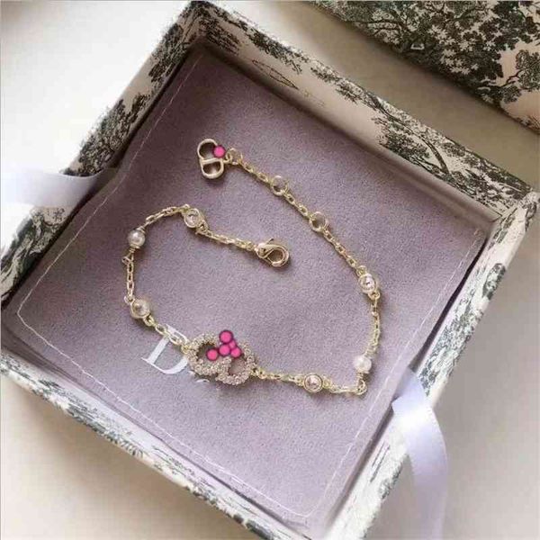 

75% off outlet online dijia new letter with pearl brass texture bracelet, Silver
