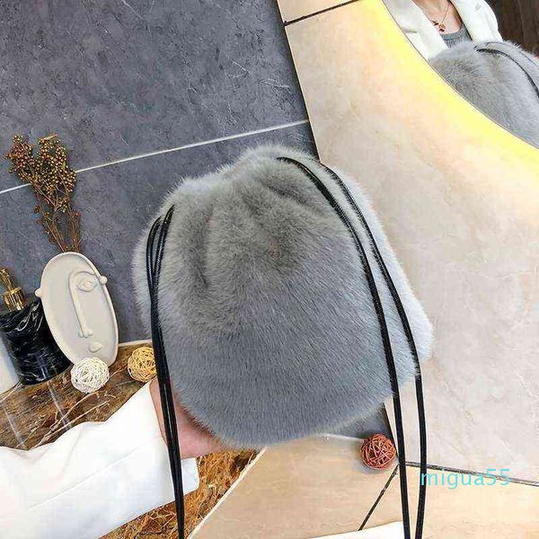 

shoulder bags tote winter velvet bucket for women fashion drawstring and messenger female designer luxury crossbody purse