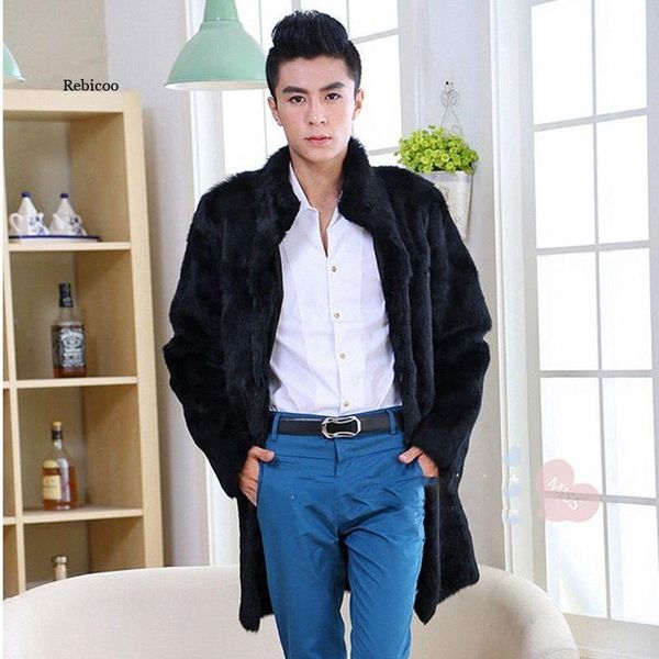 

men's jackets men 's autumn winter overcoat hood thermal thicken faux fur coats mens leather mink hair coat plus size, Black;brown