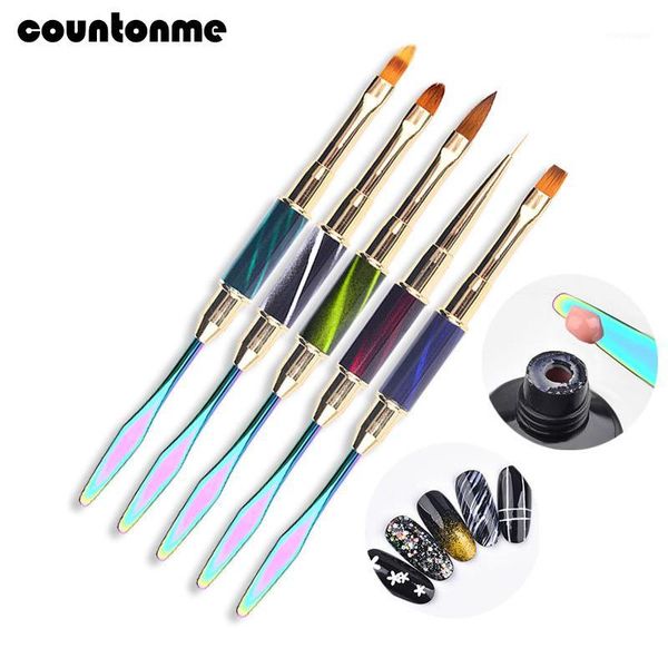 

dual head nail brush acrylic uv extension builder pen removal spatula stick liner drawing manicure1, Yellow