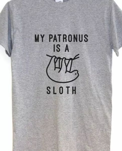 

My Patronus is a Sloth Funny T shirt tee animal lazy procrastinate, White;black