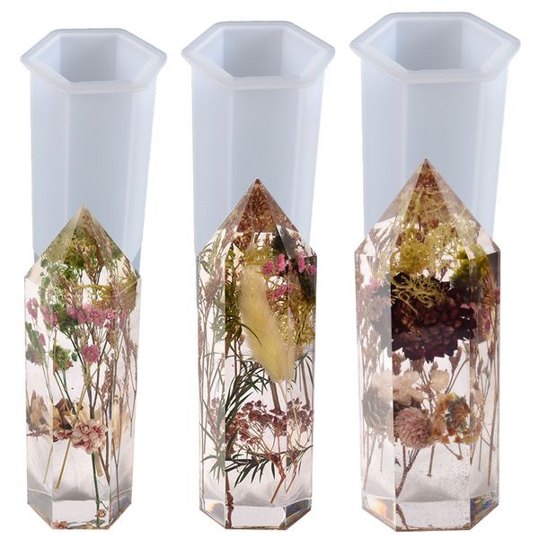 

diy hexagonal cone silicone mold flexible transparent clear silicone resin mold for casting with resin cement candle craft tools