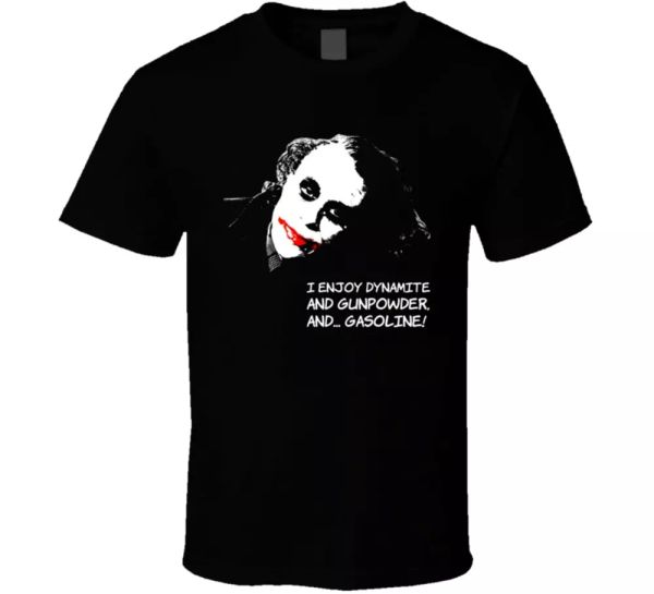

joker heath ledger dark knight comic movie t shirt t shirt, White;black