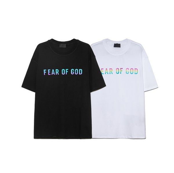 

fashion t shirt 21 spring and summer fog br men's women's matching couple's short sleeve colorful reflective letter crew neck, White;black
