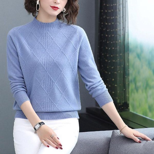 

women's sweaters half turtleneck fashion sweater 2021 korean version fall/winter long sleeve knit elegant knitwear, White;black