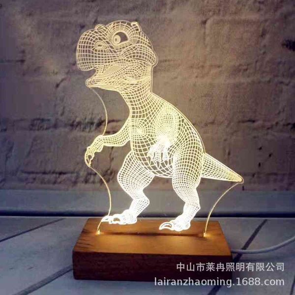 

solid wood 3d night dinosaur small table creative acrylic beech led gift lamp