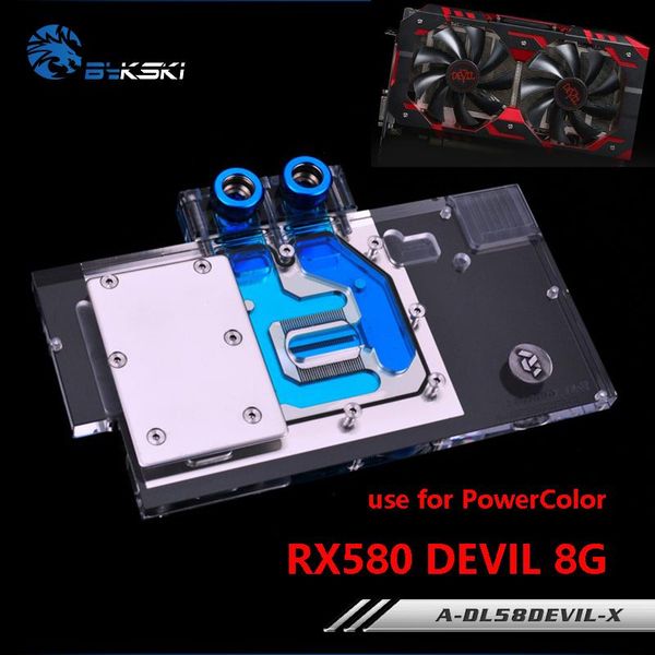 

water block use for powercolor rx580 red devil 8g rx590 / video card full cover graphics copper radiator rgb fans & coolings