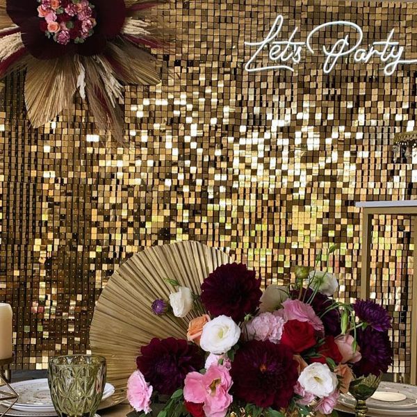 

party decoration shimmer wall backdrop sequin panel rose gold event supplies decorative sparkly mirror wedding birthday year