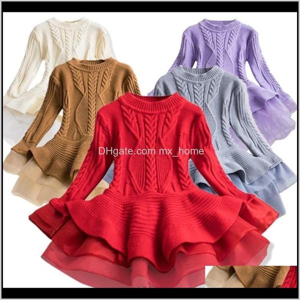 

baby maternity drop delivery 2021 girls knitted winter warm clothes kids toddler baby dress for girl princess christmas party dresses childr, Red;yellow