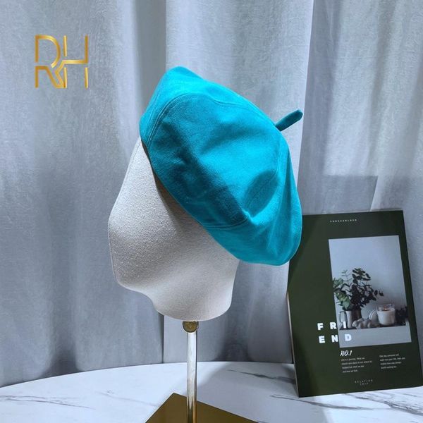 

berets soft cotton women beret cap ladies girls spring autumn painter hat vintage artist french solid color boinas, Blue;gray