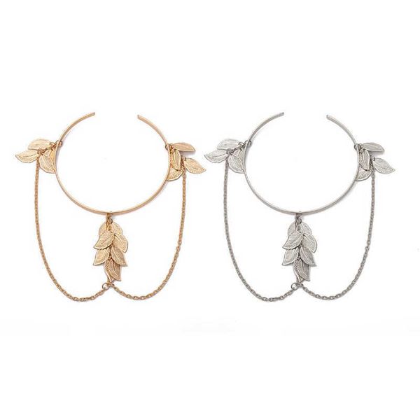 

boho retro leaves upper arm bracelet for women love retro bracelet bangle jewelry female charms bracelet cuff q0719, Black