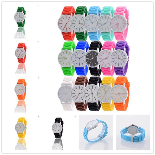 

silicone watch women student couples fashion dress quartz wristwatch watches silicone strap, Slivery;brown