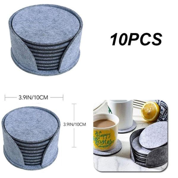 

mats & pads 10pcs round felt dining table protector pad heat resistant cup mat coffee tea drink mug placemat kitchen accessories