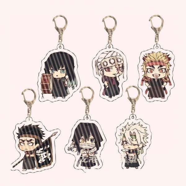 

keychains anime demon slayer key chains couples toy blade of ghost keyring kamado tanjirou cosplay student knapsack accessories keychain, Silver