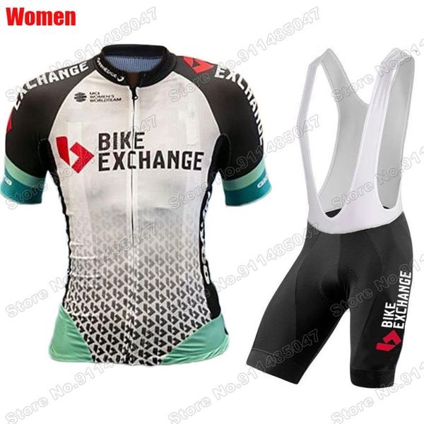 

ropa women bike exchange team 2021 cycling jersey set summer clothing road shirts suit bicycle bib shorts mtb wear maillot racing sets, Black;blue