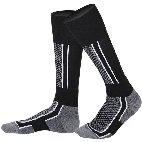 

sports socks ski thicken winter men women wearproof long warm breathable outdoors skiing snowboarding thermosocks o30, Black