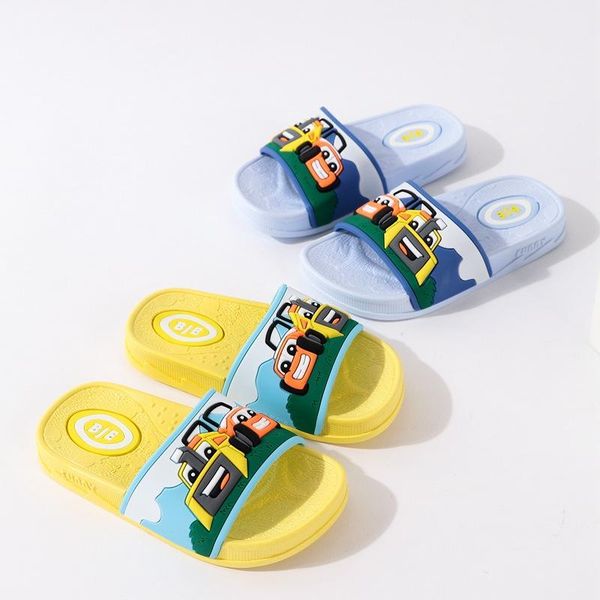 

slipper children' slippers summer boys shoes indoor anti-slip cute cartoon car home barefoot swimming shoe for kids, Black;grey