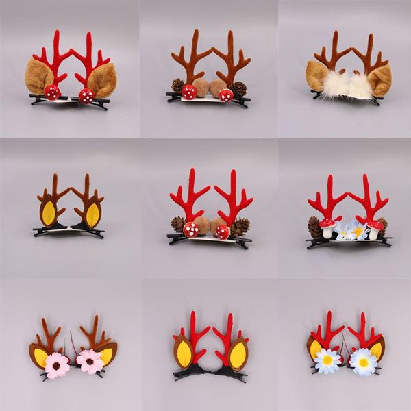 

hair accessories 2pcs cute deer ear hairpins christmas antler clips pine cones festival headbands kids accessorie, Slivery;white