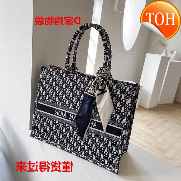 

d star same booktote shopping bag tiger embroidered canvas tote portable women's
