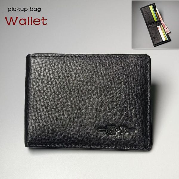

men's leather mini wallet bag / many card pickup wallets, Red;black