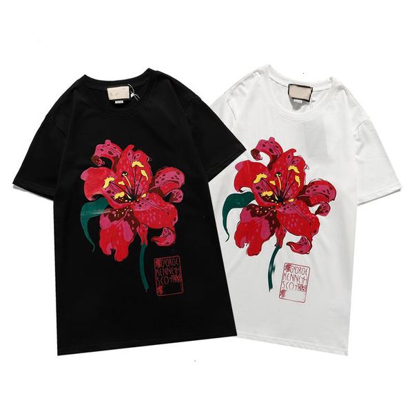 

men's t-shirts fashion flower print mens designer t shirts short sleeve summer casual tshirts for tide letter me fhkx, White;black