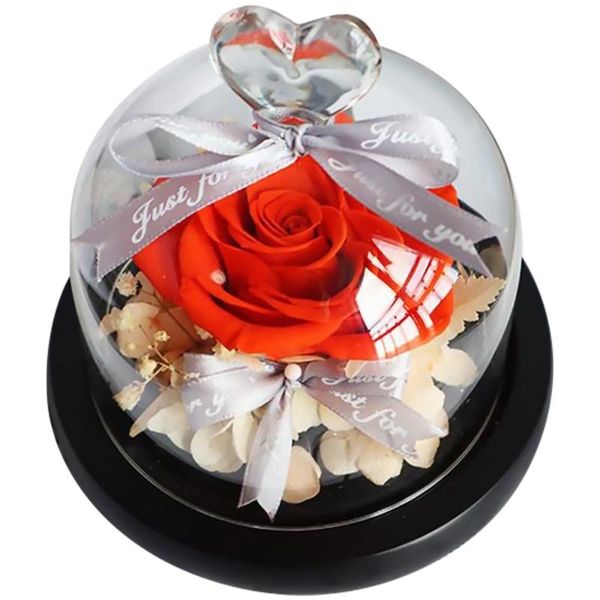 

romantic immortal flower micro landscape layout fake rose in glass gift wrap