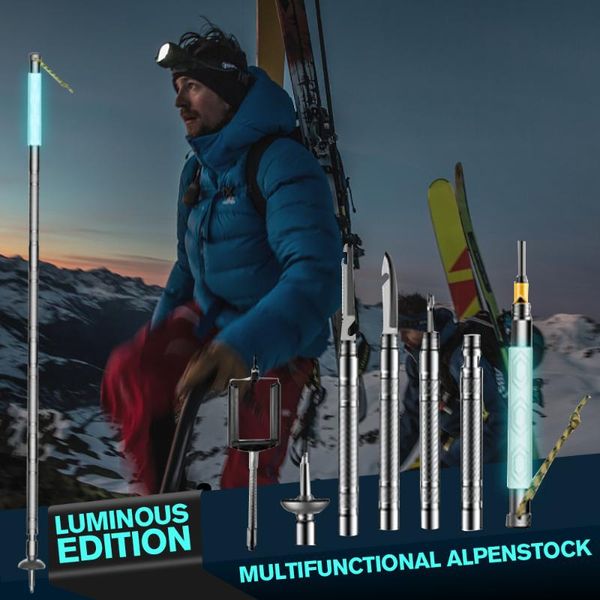 

outdoor light portable hiking poles for luminous aluminum nordic walking trekking stick foldable