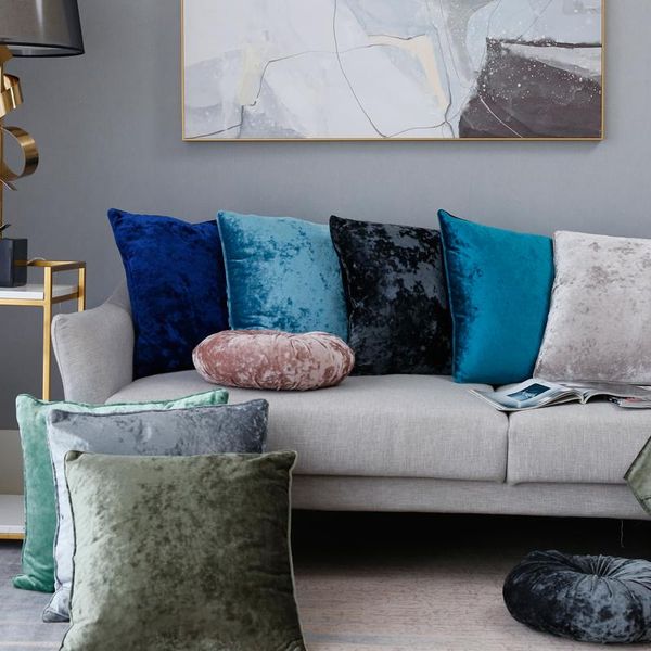 

soft pillow covers green blue ivory black grey ice plush solid cushion cover fringed home decorative 50x50cm for sofa bed chair cushion/deco