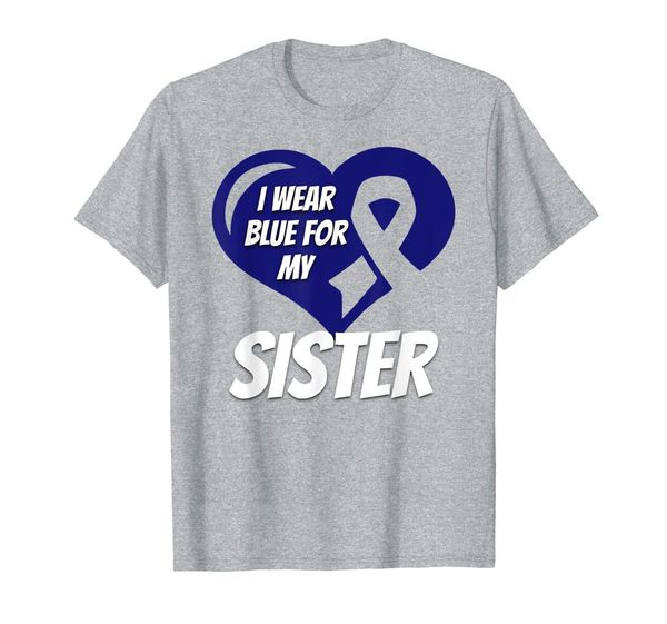 

i wear blue for my sister colon cancer tshirt ribbon gift, White;black