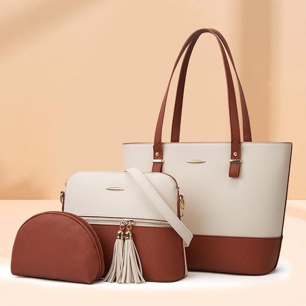 

evening bags 2021 women's handbag atmospheric shoulder diagonal portable female bag 3pcs/set cross body tote for women