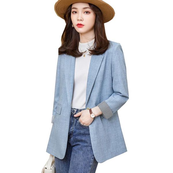 

women's suits & blazers arrival fashion korean style 2021 ladies blazer coat women apricot blue loose casual jacket for autumn winter, White;black