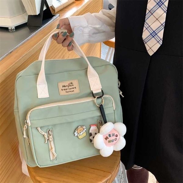 

fashionable girl multi-function waterproof nylon backpack korean style students small schoolbag japanese women casual travel bag 211215
