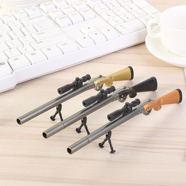 

pcs creative rifle gun shape gel pen sniper design kids gift 0.38mm black ink refill student school office supply pens