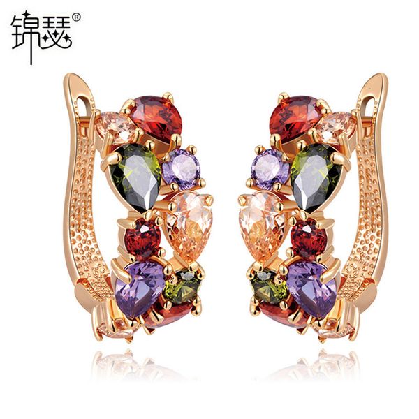

jewelry charm stud katherine mona lisa earrings with 3a zircon earrings in copper, Golden