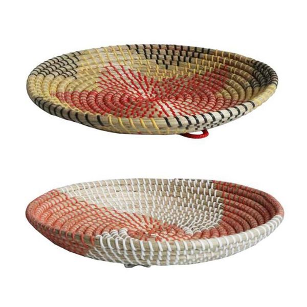 

mats & pads 2 pcs round woven placemats, natural straw braided non-slip weave a b