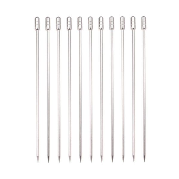 

forks 10 pcs 304 stainless steel picks reusable cylinder shaped cocktail dessert for dinner party bbq (silver)