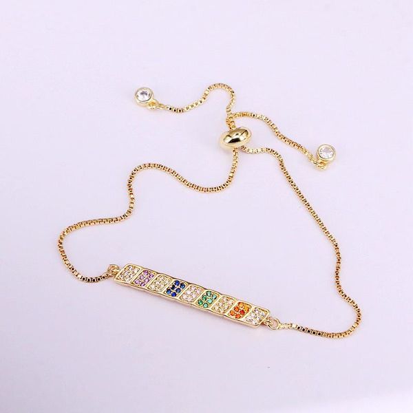 

link, chain 3pcs, crystal rainbow zirconia bar fashion cz micro pave charm connector copper bracelets, Black