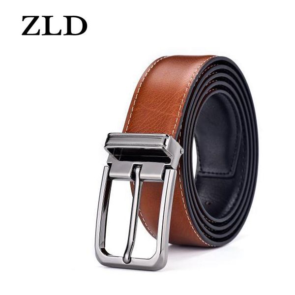 

belts zld men metal buckle leather waistband vintage classic pin male waist strap alloy business belt, Black;brown