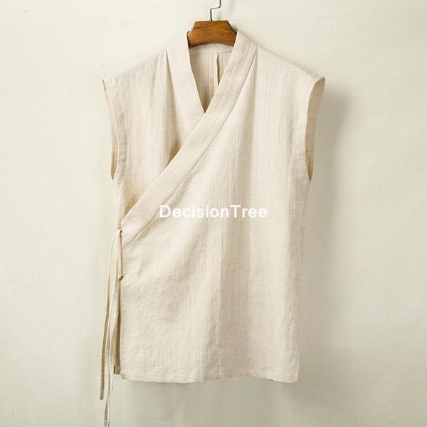 

ethnic clothing 2021 tangsuit traditional chinese for men vest style zen tea casual shirts breathable streetwear, Red