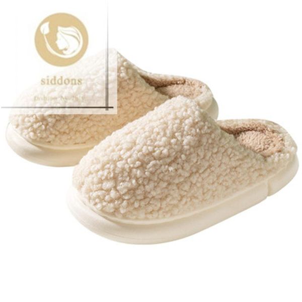

slippers 2021 cotton female winter home indoor plush lovers warm non-slip household, Black