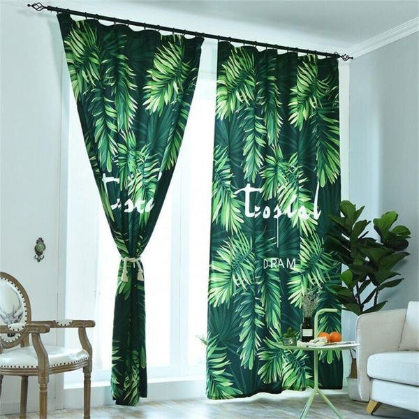 

curtain & drapes 2021 1pc rainforest leaves digital printing shade sheer tulle window treatment voile drape valance decor f1